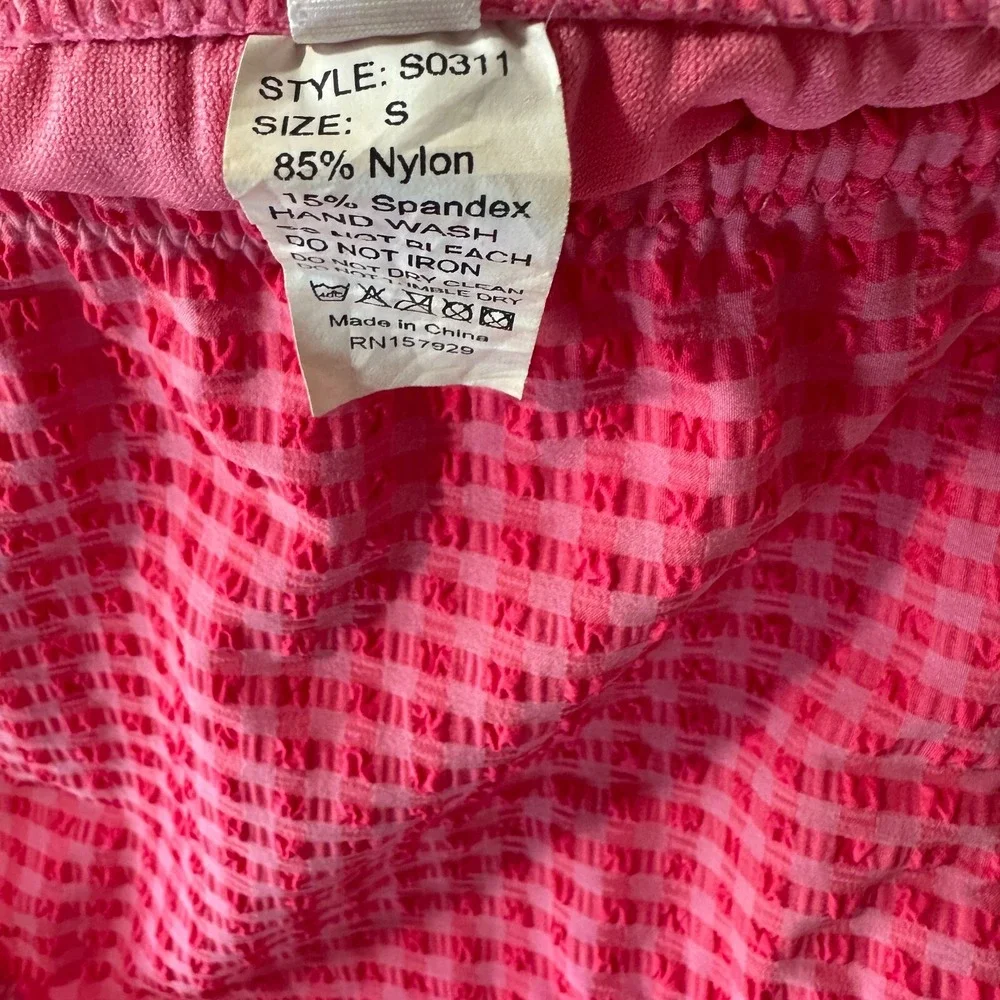 Vintage Envya Swimwear Two Tone Pink Plaid Bikini Bottom Textured Small Y2K - Picture 5 of 5
